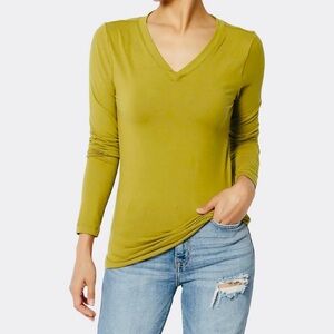 Zenana Outfitters Olive Mustard V-Neck Long Sleeve Tee